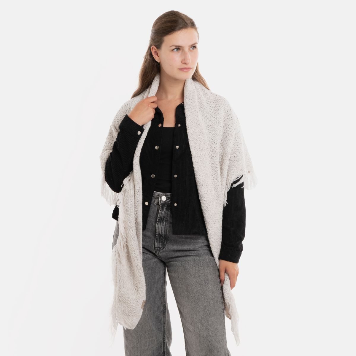 Knit Factory Strickschal Amber Dreiecksschal Beige, (1-St), Schal Halstuch Dreiecksschal Tuch Strickmode