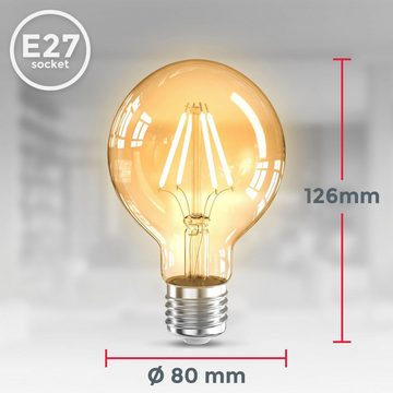 B.K.Licht LED-Leuchtmittel BK_LM1401 LED Leuchtmittel 3er Set E27 G80, E27, 3 St., Warmweiß, 2.200 K Edison Vintage Glühbirne Filament