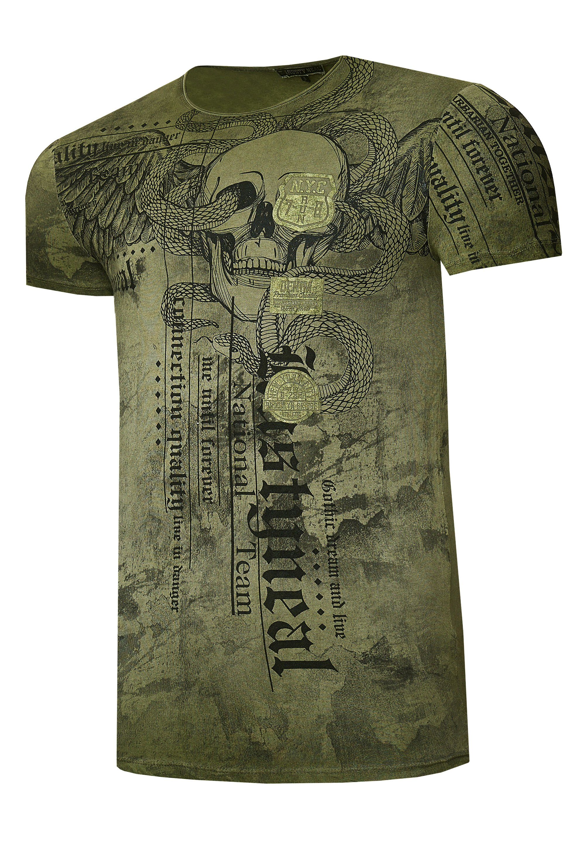 Rusty Neal T-Shirt mit coolem Allover-Print