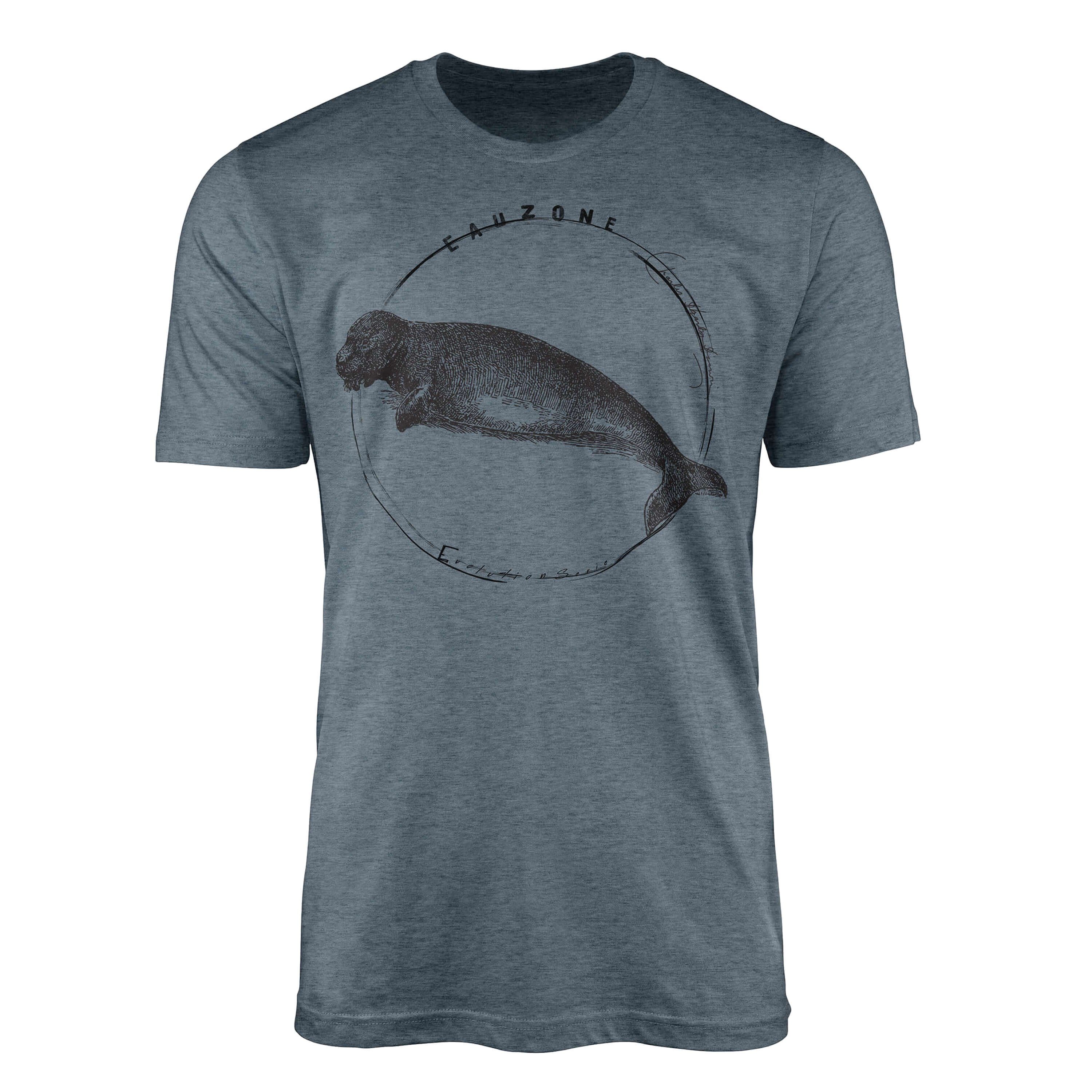 Herren Evolution Indigo Art T-Shirt Sinus T-Shirt Seekuh