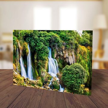 wandmotiv24 Leinwandbild Wasserfall im Urwald, Klippe, Dschungel, Landschaft (1 St), Wandbild, Wanddeko, Leinwandbilder in versch. Größen