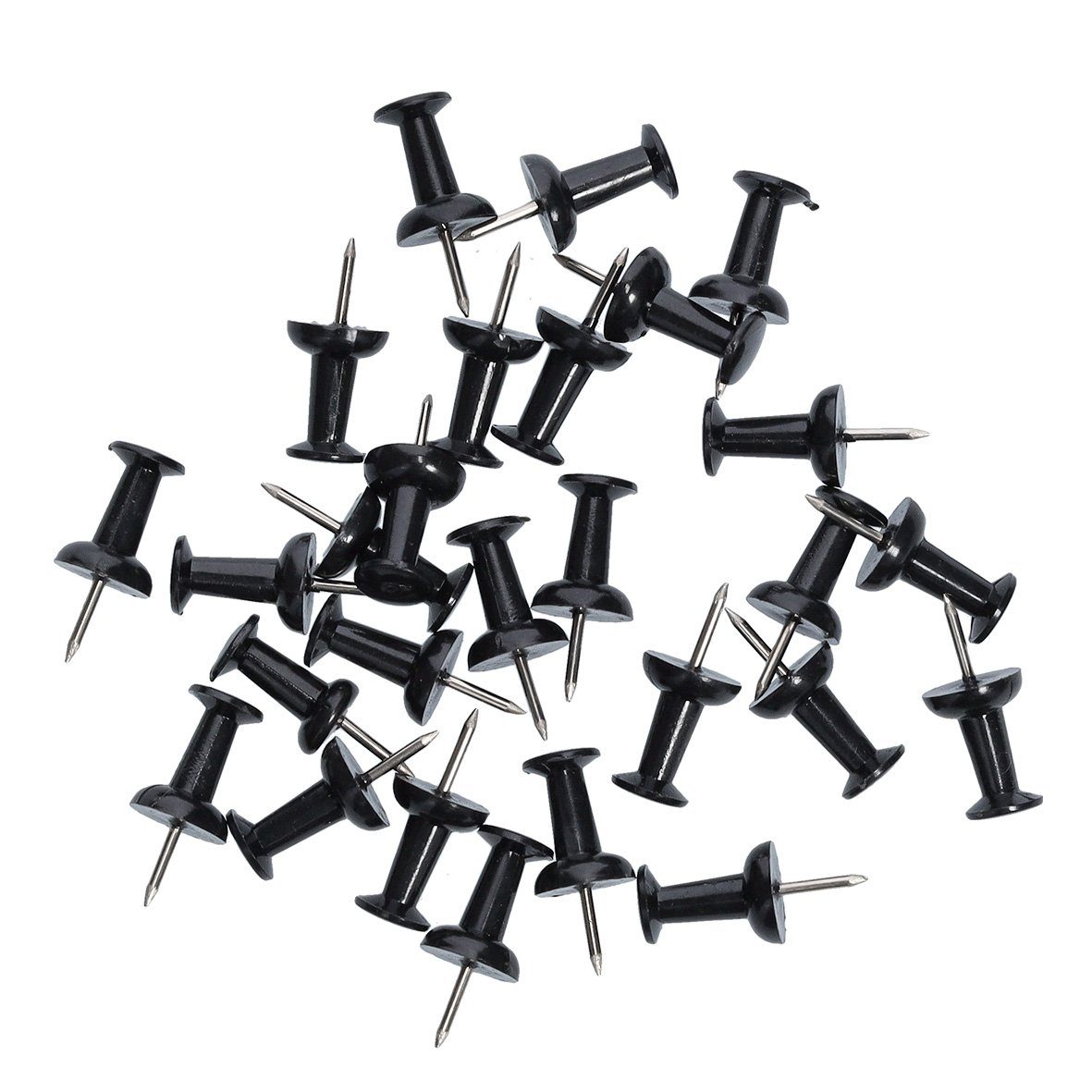 Basera® Pinnnadel Pinnwandnadeln Kegelform, Schwarz mit Stahlnadel, silber 25-teilig