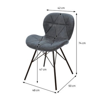 ML-DESIGN Stuhl Esszimmerstuhl Set mit Rückenlehne und Metallbeinen Küchenstühle (2 St), 2er Set Wohnzimmerstuhl Anthrazit Polster 48x50x74cm PU-Leder