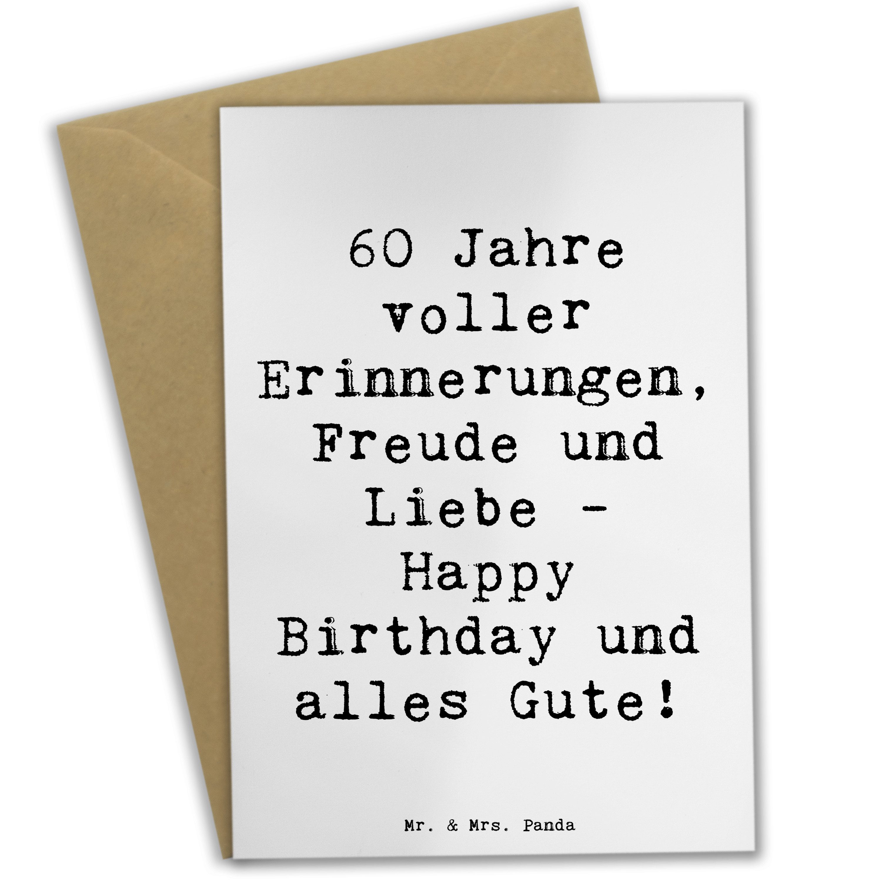 Grußkarte Spruch 60. Geburtstag Glückwunsch - Weiß - Geschenk, Jubilant, Karte