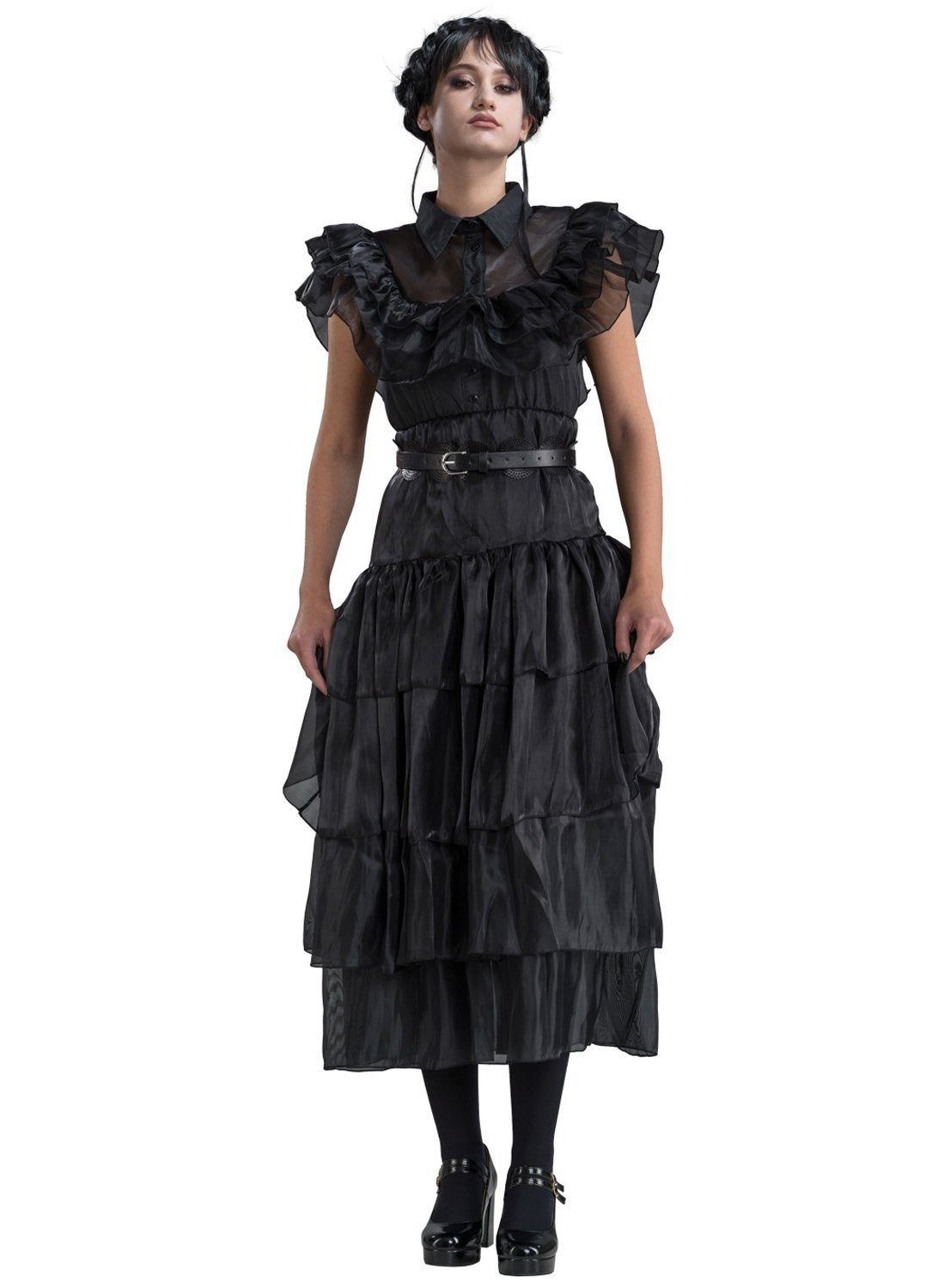 Metamorph Kostüm Wednesday Schwarzes Ballkleid für Frauen, Das umwerfende Ballkleid von Wednesday, bekannt aus der viralen Tanzsz