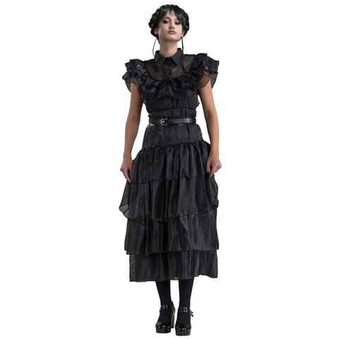 Metamorph Kostüm Wednesday Schwarzes Ballkleid für Frauen, Das umwerfende Ballkleid von Wednesday, bekannt aus der viralen Tanzsz
