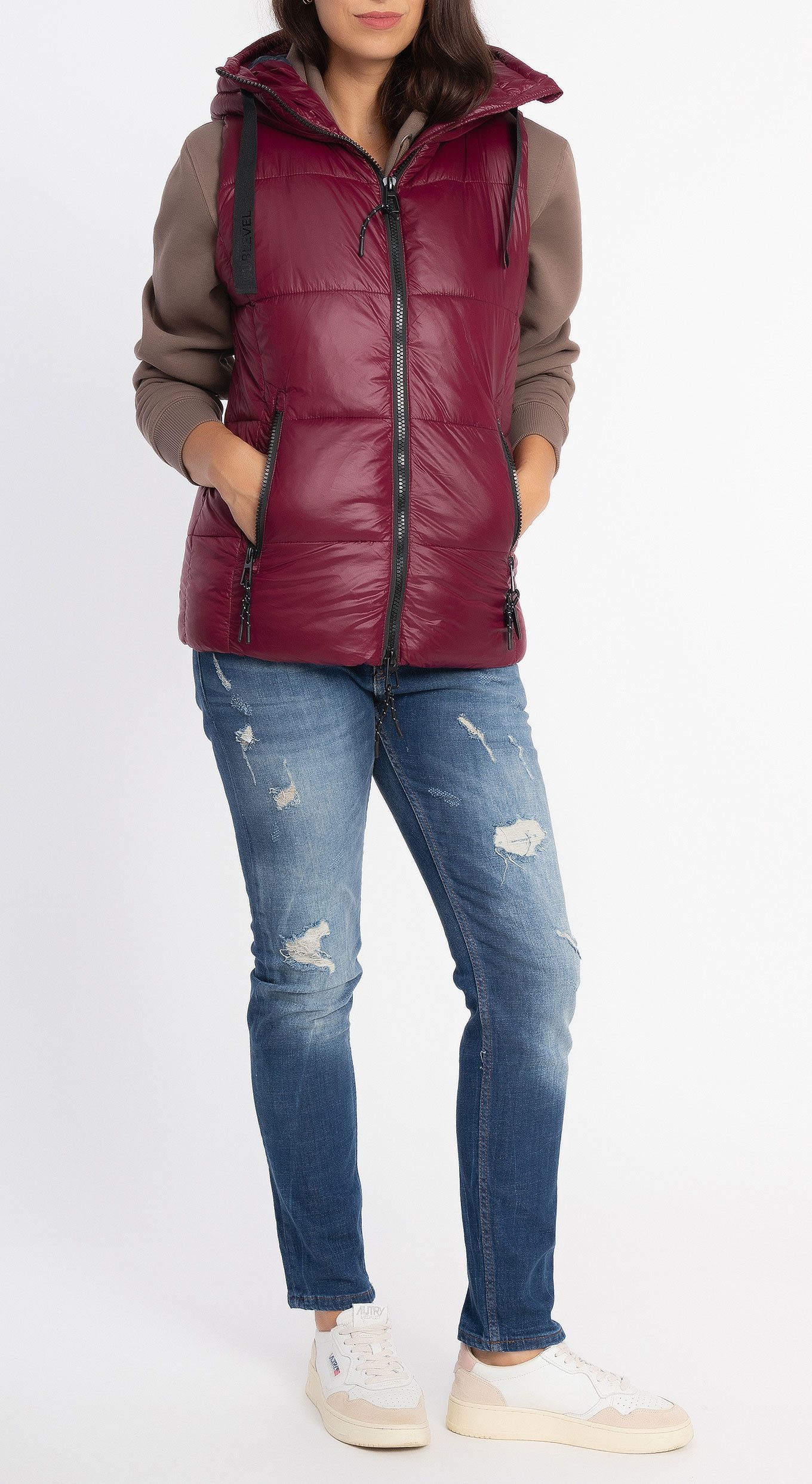 SUBLEVEL Steppweste Damen mit Kapuze Waistcoat kurze Winter Weste Bodywarme günstig online kaufen