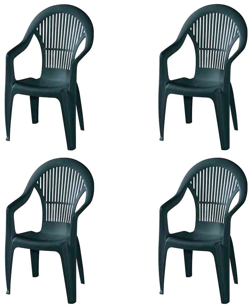Progarden Gartensessel Vega (Set, 4-St., 4x Stapelsessel), Vega Stapelsessel, grün Vollkunststoff, Monoblock