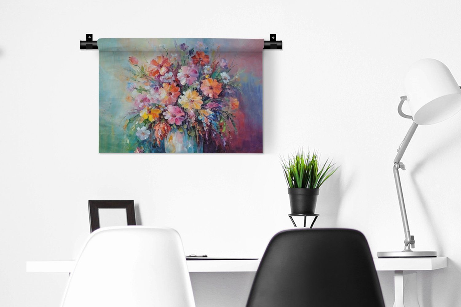 MuchoWow Wanddekoobjekt Blumen - Kunst - Blumenstrauß, Frühling Kinderzimmer Malerei Wandbehang, - Kleid, Wanddeko Schlafzimmer, für - Wohnzimmer