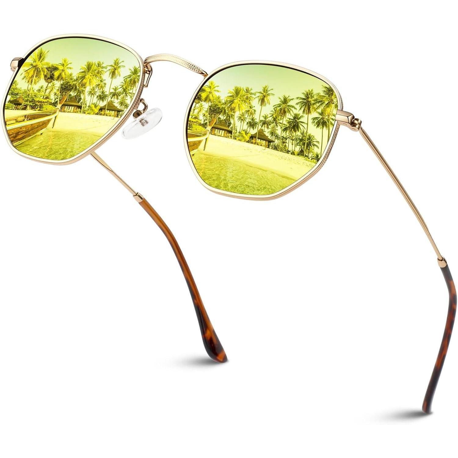 LuxusKollektion Retrosonnenbrille Sonnenbrille Damen Herren polarisiert UV400 Gold Rahmen Gold Linse