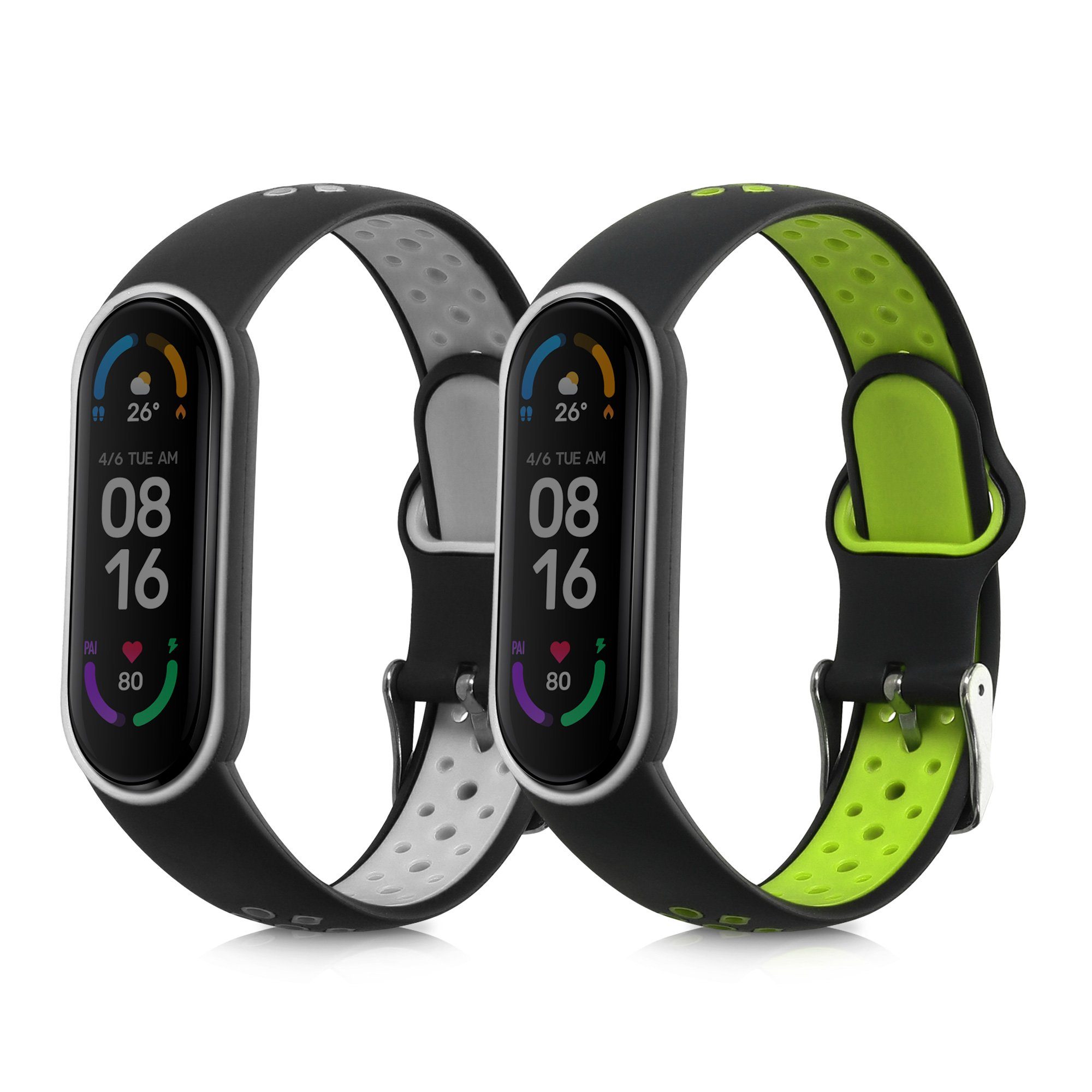 kwmobile Uhrenarmband 2x Sportarmband für Xiaomi Mi Smart Band 6 / Mi Band 6 / Band 5, Armband TPU Silikon Set Fitnesstracker