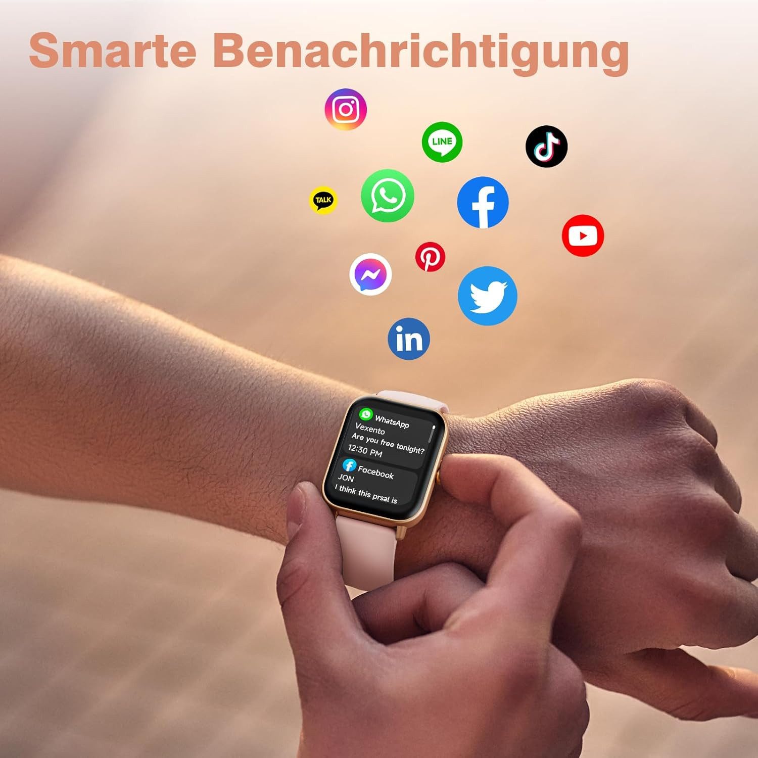 Fitpolo IDW19 Smartwatch (4,5 cm, android ios), Smartwatch mit 1.3" Display, Fitnessfunktionen, Benachrichtigungen