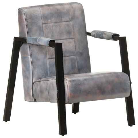 vidaXL Sessel Sessel 60x80x87 cm Grau Echtes Ziegenleder (1-St)
