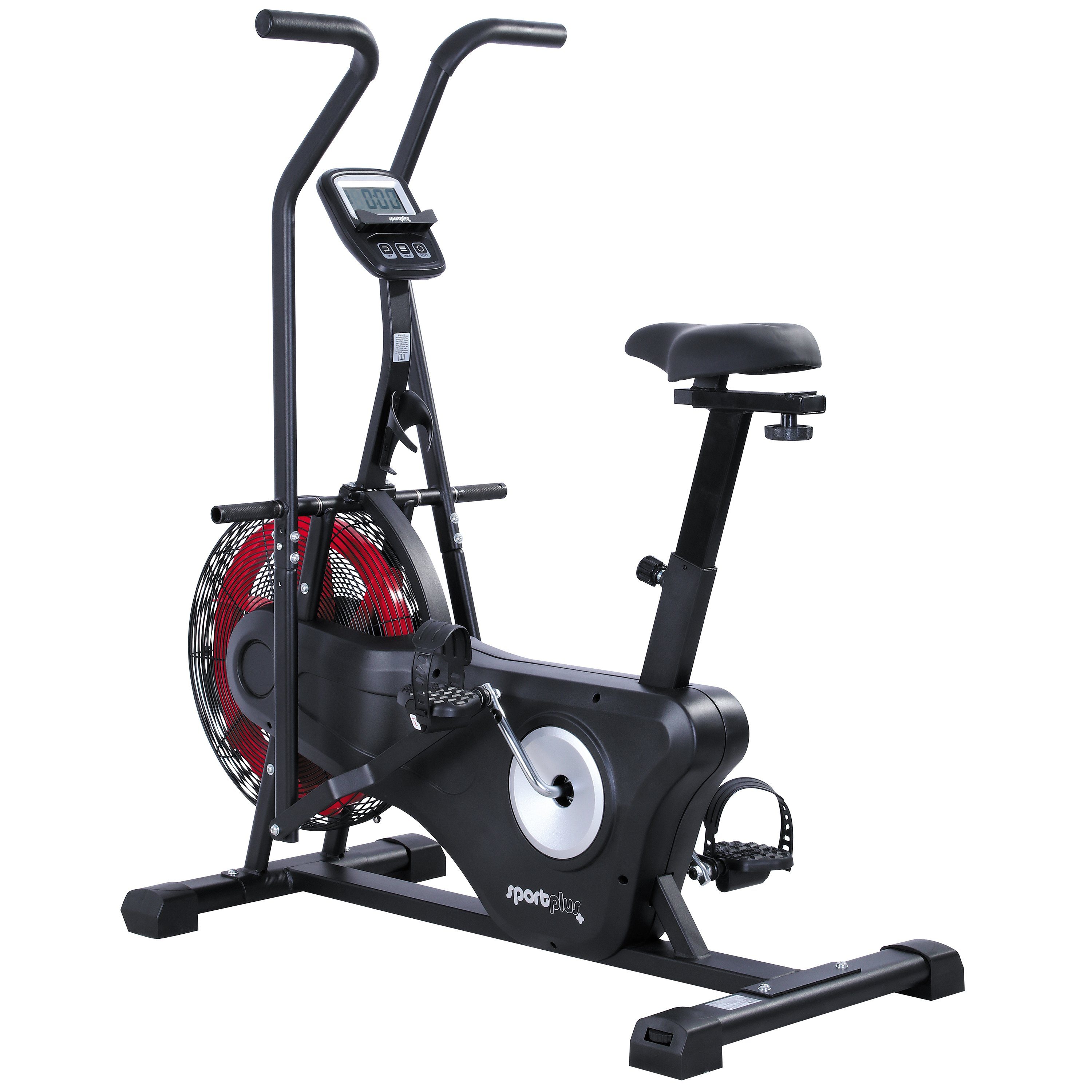 SportPlus Heimtrainer SP-FB-2000, Air Bike, Indoor Heimtrainer Fahrrad, stufenloser Widerstand, Fanbike