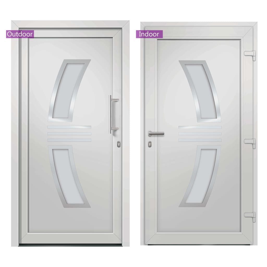 vidaXL Haustür 98 x 200 cm Haustür Weiß 98x200 cm Eingangstür Außentür Glas-Element R