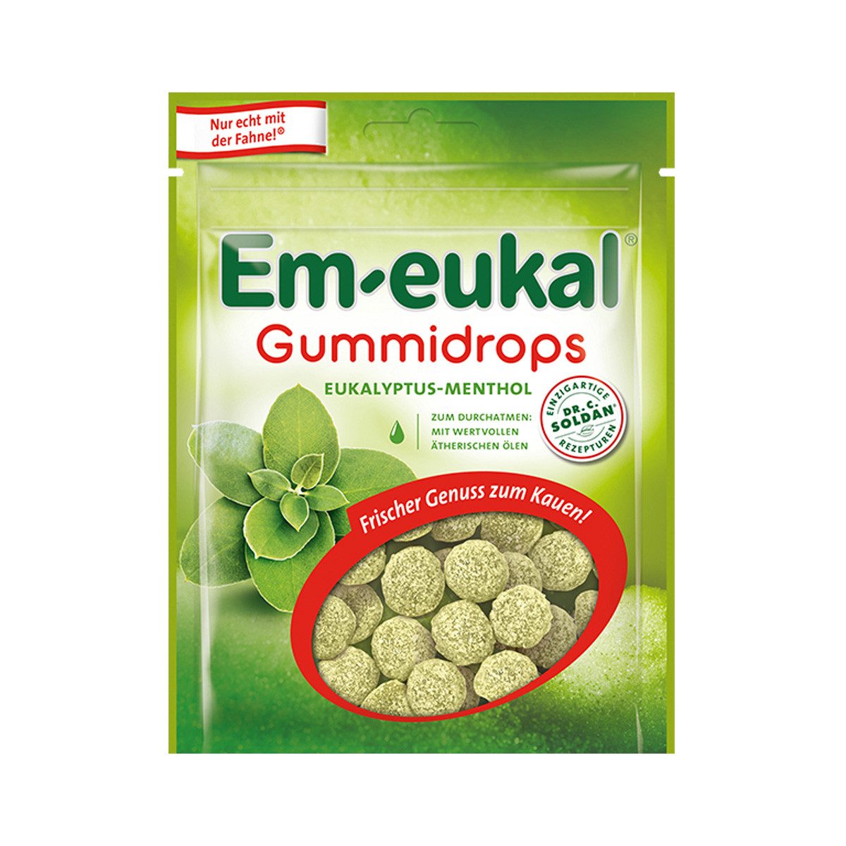 Em-eukal Süßigkeit, Em eukal Gummidrops Eukalyptus Menthol mit feiner Zuckerkruste 90g
