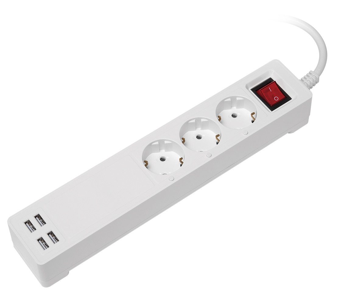 Maxtrack Steckdosenleiste, Smarte 3-fach Steckdosenleiste mit 4 USB Ports