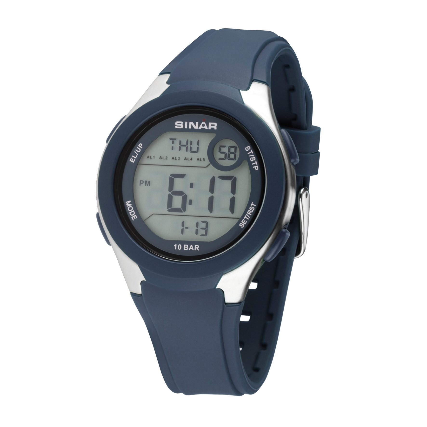 SINAR Digitaluhr XV-19 Jugenduhr Sportuhr Silikonband 10 bar, digital sportlich modern Geschenkidee Jugend Ø 43 mm