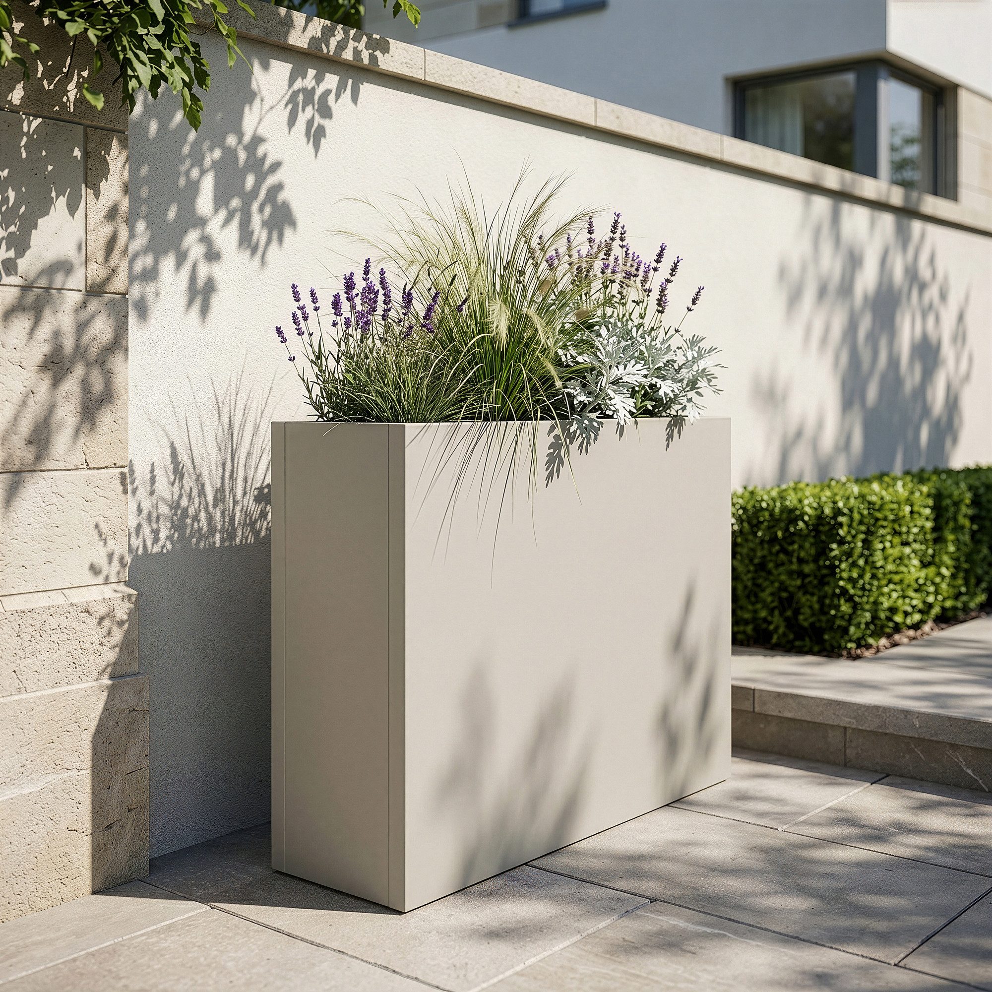 casa.pro Pflanzkübel, »Vaargel« Blumenkasten 82x90x30 cm verzinkter Stahl Knoblauchbeige