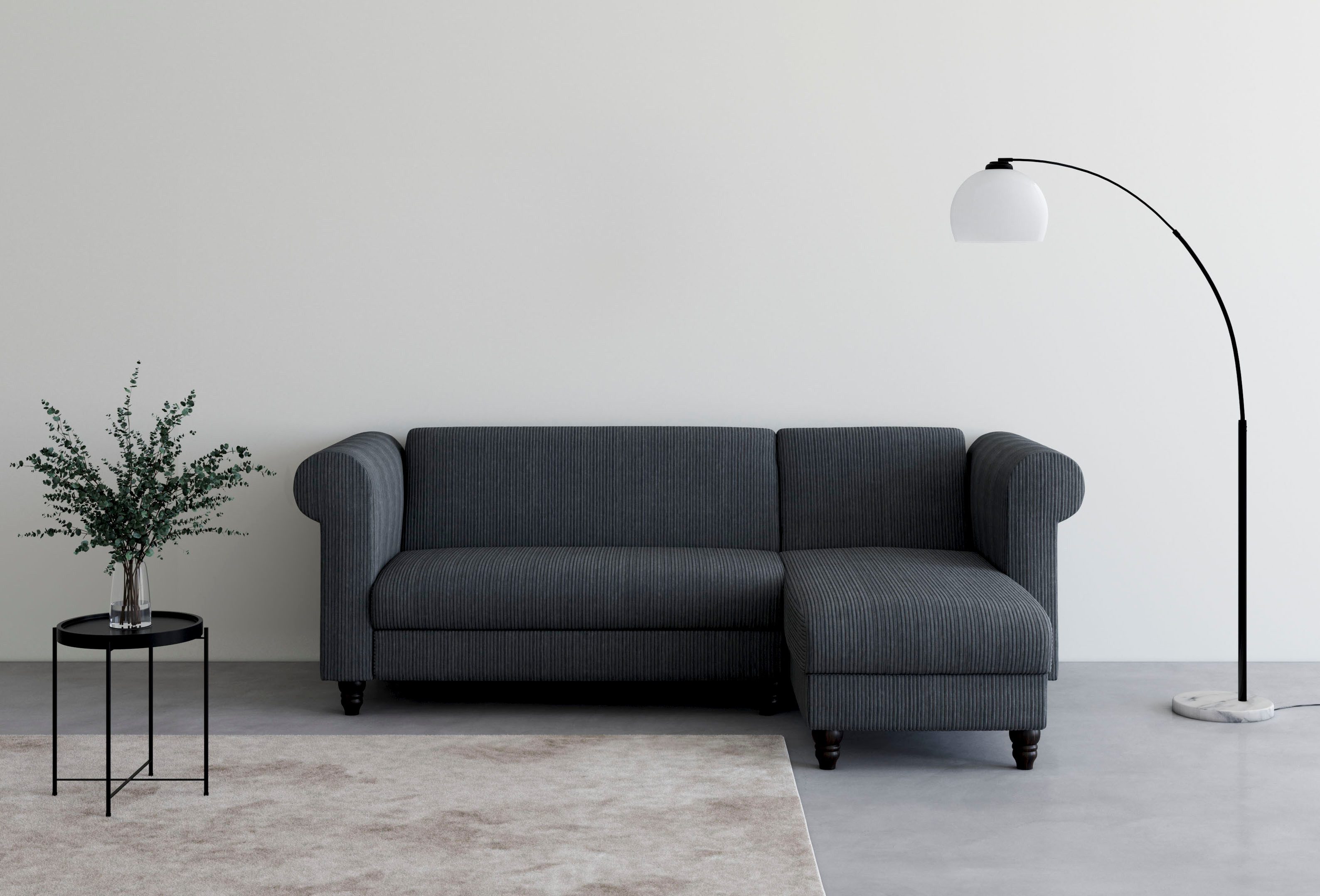 Dorel Home Ecksofa Felix II, L-Form, Schlafsofa 241cm (Liegefl. 108/195 cm), verstellb. Rückenlehne, Recamiere wechselbar, Cord