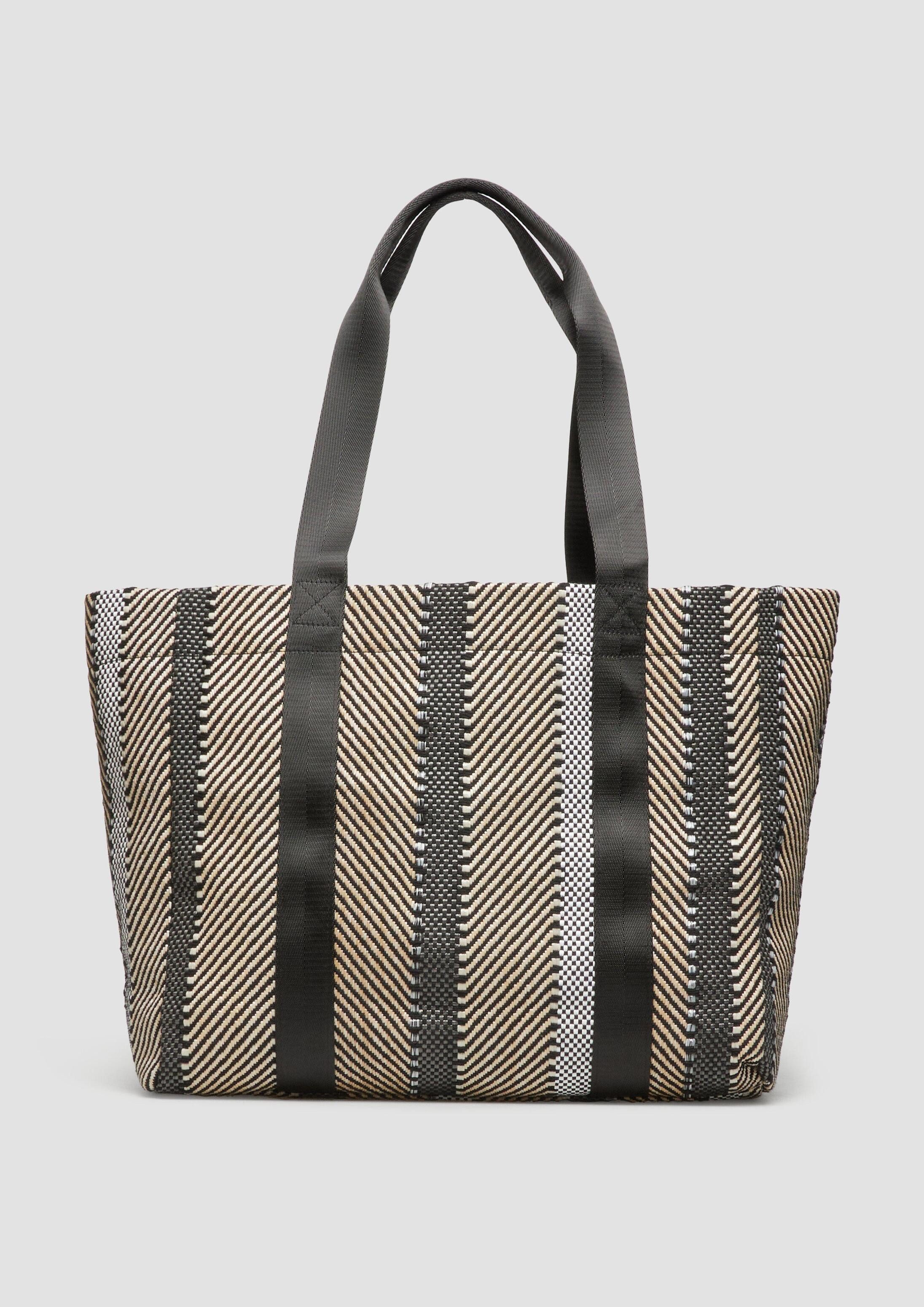 s.Oliver Shopper Tasche, Gestreifter Jacquard-Shopper mit Magnetverschluss