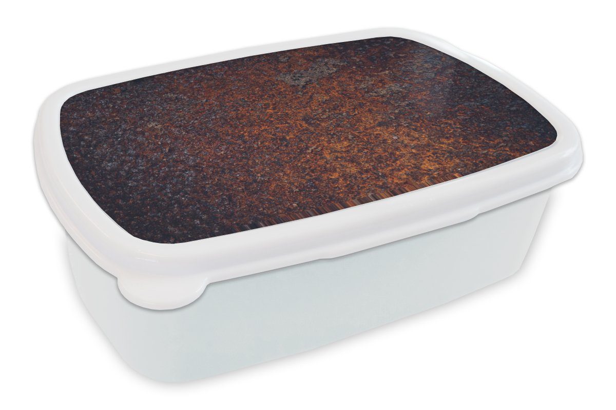 MuchoWow Lunchbox Rost - Metall - Vintage, Kunststoff, (2-tlg), Brotbox für Kinder und Erwachsene, Brotdose, für Jungs und Mädchen weiß