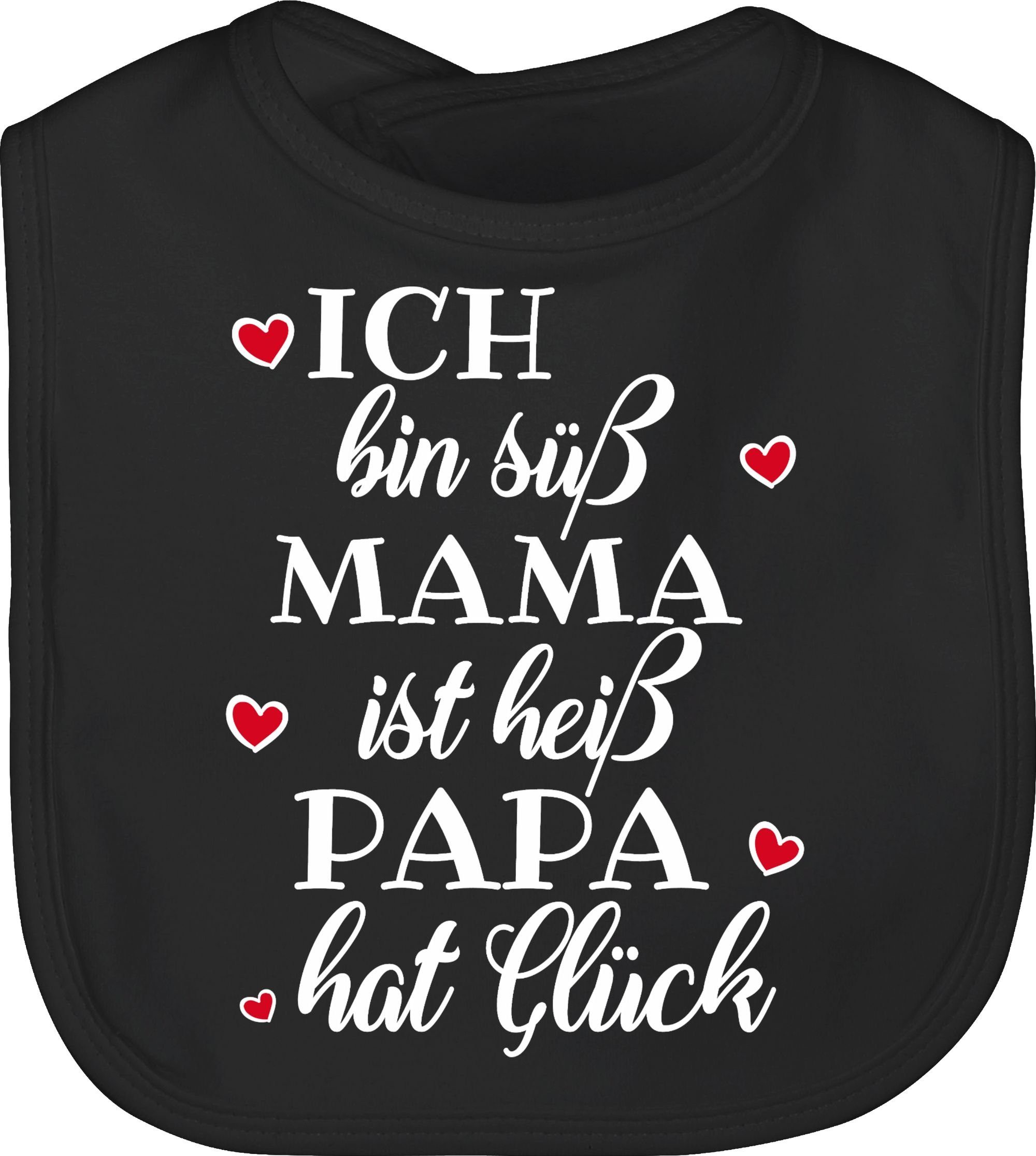 Shirtracer Lätzchen Ich bin süß Mama ist heiß Papa hat Glück Herzen