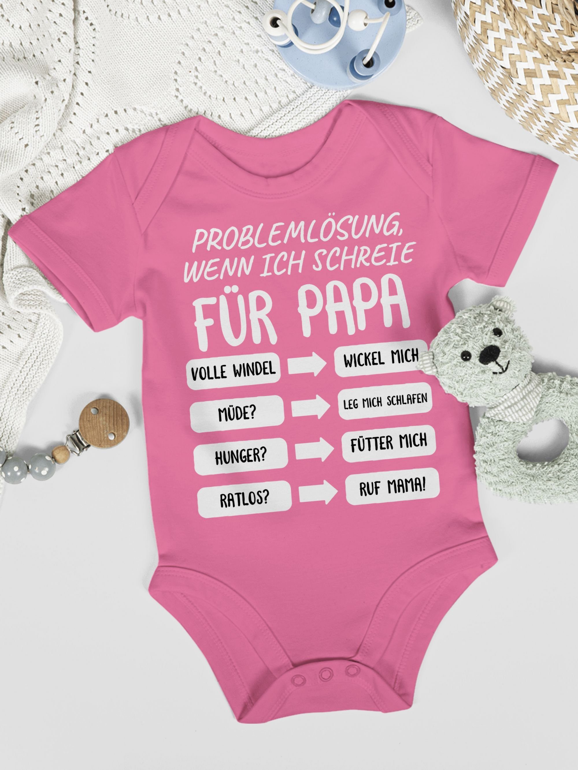 Shirtracer Shirtbody Problemlösung wenn ich schreie für Papa weiß Geschenk Vatertag Baby
