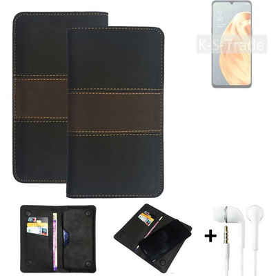 K-S-Trade Handyhülle für Oppo A91, Handyhülle + Kopfhörer Schutzhülle Walletcase Bookstyle Tasche