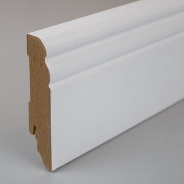 PROVISTON Sockelleiste MDF, 19 x 80 x 2400 mm, Weiß, Fußleiste, MDF foliert