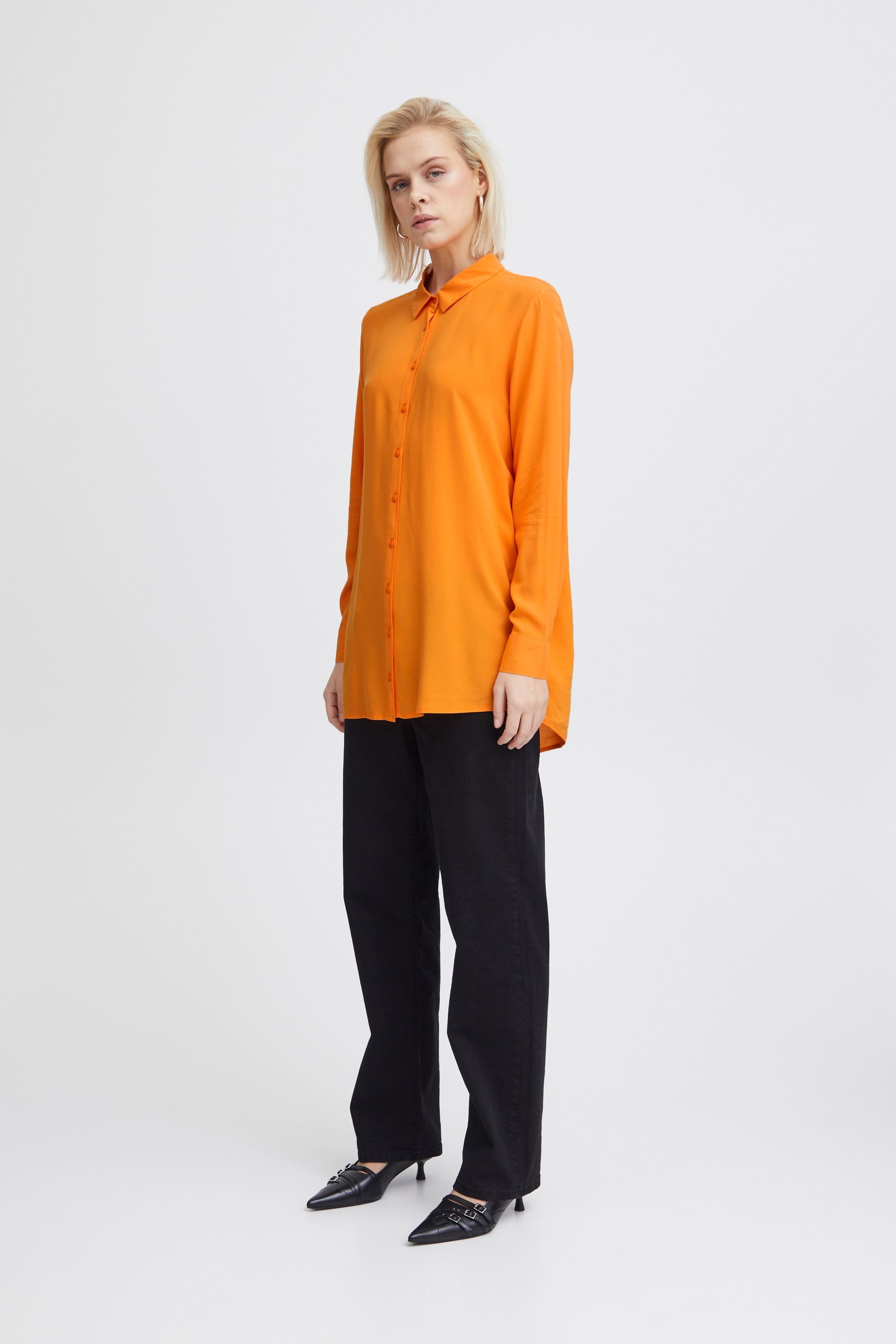 Ichi Langarmbluse IHMAIN Länger geschnittene Bluse günstig online kaufen