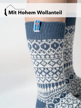 HomeOfSocks Norwegersocken Skandinavische Wollsocke "Island" Nordic Kuschelsocken Aus Wolle dünne strapazierfähige Socken mit 60% Wollanteil und Island Design