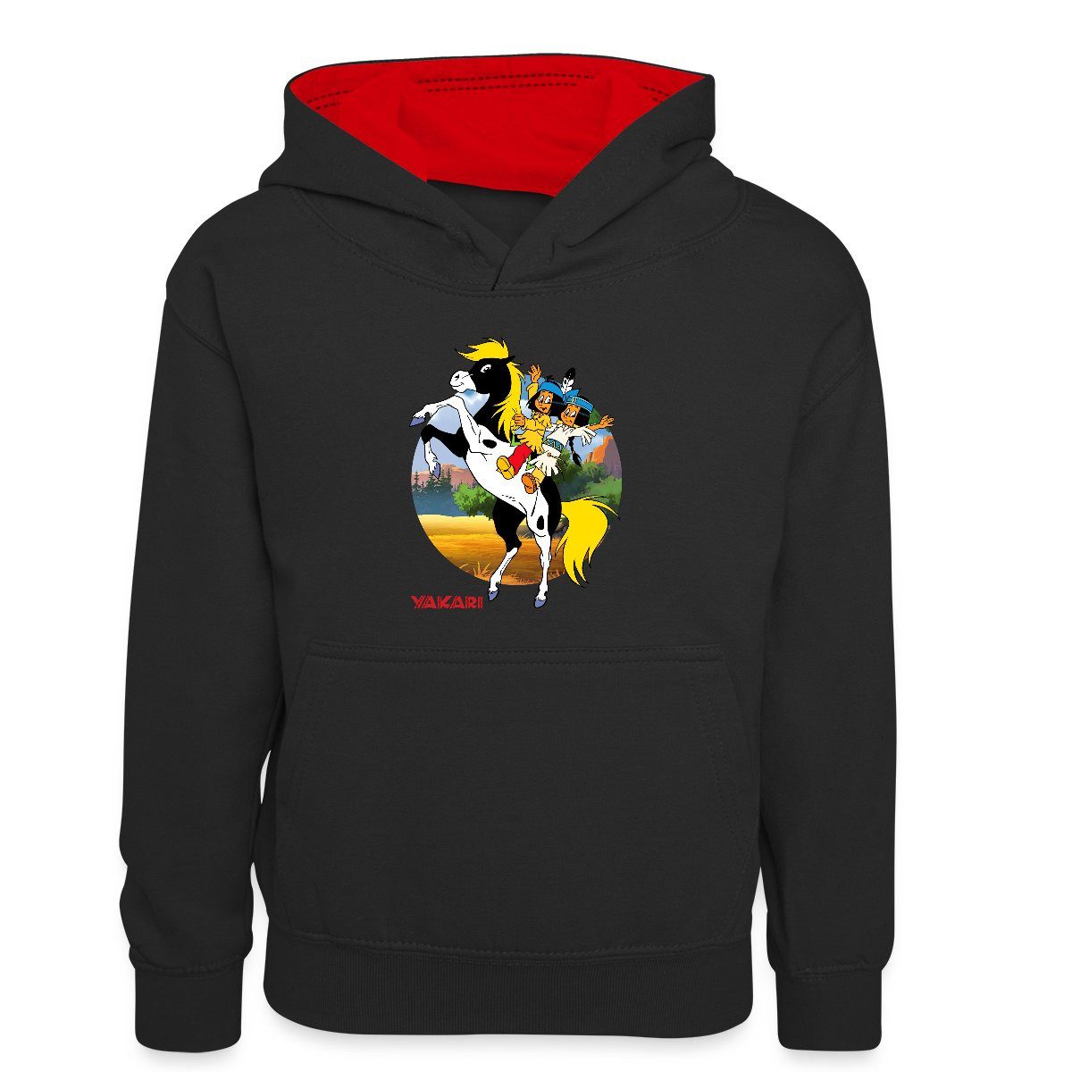 Hoodie Yakari Und Regenbogen Auf Kleiner Donner Kinder Kontrast-Hoodie