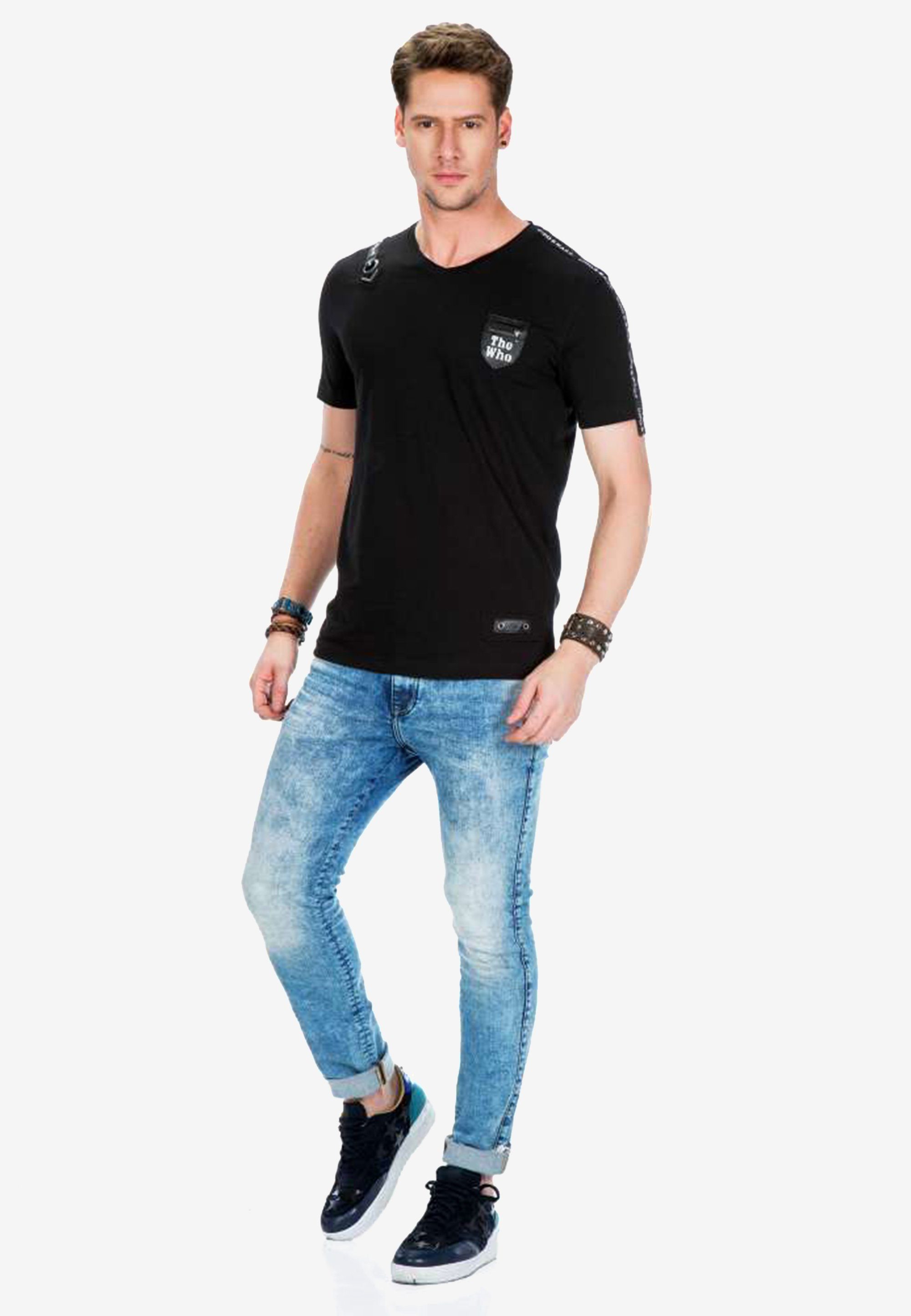 Cipo & Motivtasche Baxx kleiner schwarz T-Shirt mit