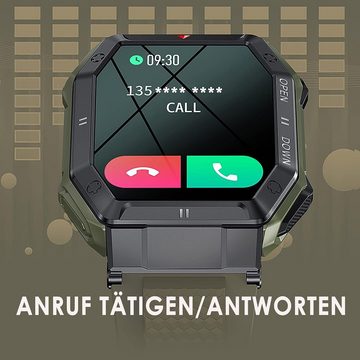 findtime Smartwatch (1,85 Zoll, Android iOS), Herren Armbanduhr mit Telefonfunktion IP68 Militär Sportuhr Fitnessuhr