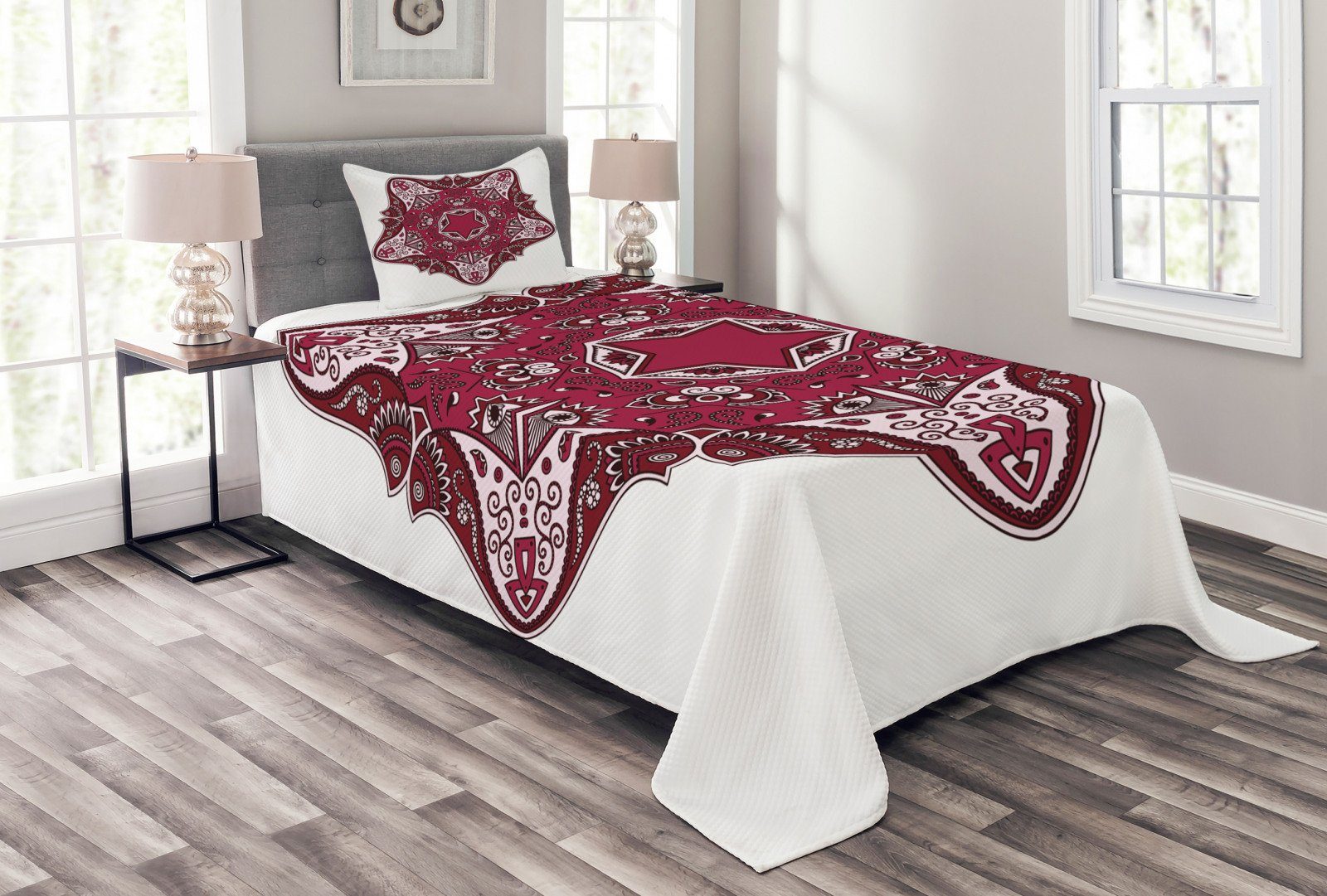 Tagesdecke Set Mit Kissenbezugen Waschbar Abakuhaus Stammes Maroon Mandala Asian Online Kaufen Otto