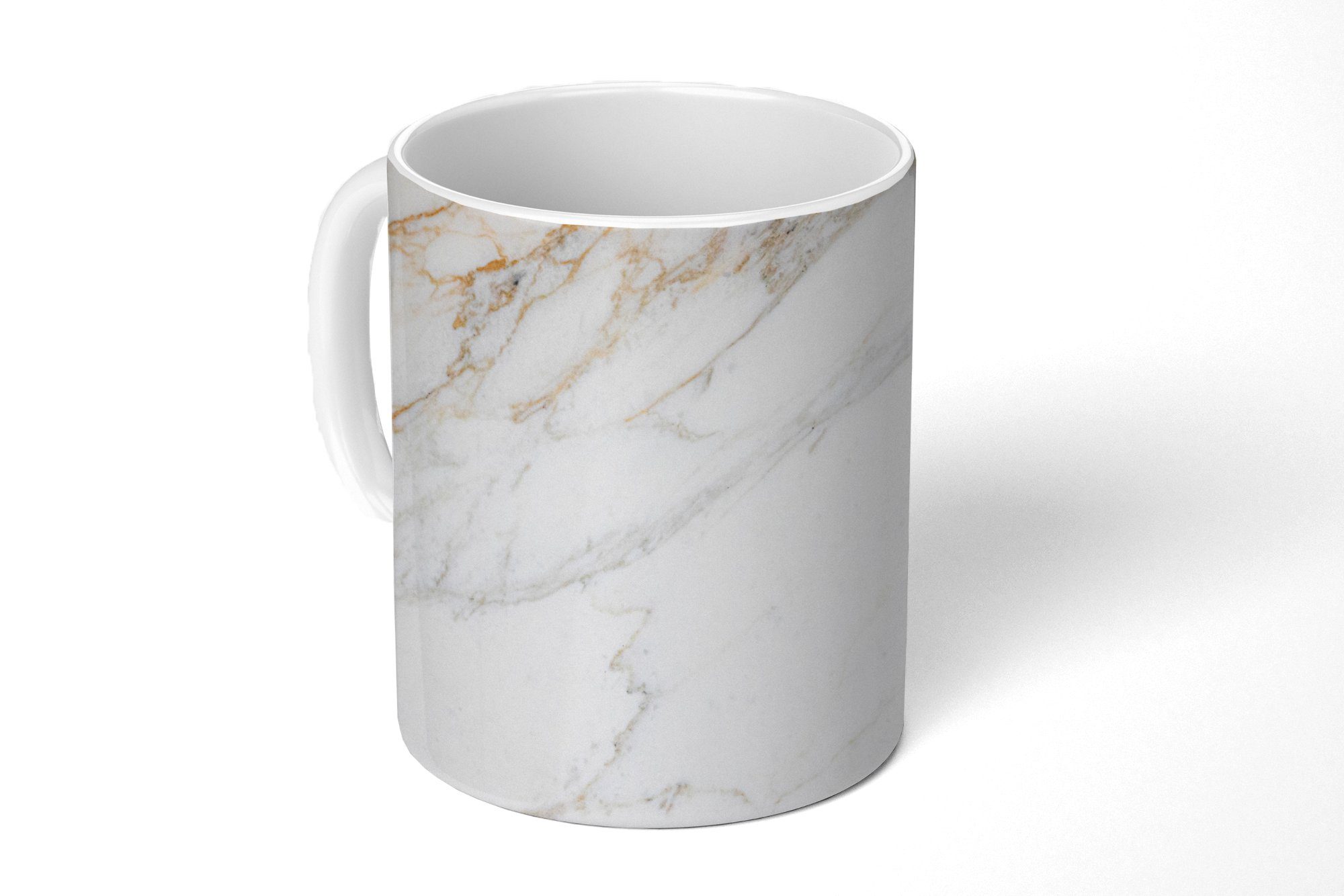 MuchoWow Tasse Marmor - Stein - Weiß - Gold - Marmoroptik - Stein - Luxus, Keramik, Kaffeetassen, Teetasse, Becher, Kaffeebecher, Geschenk
