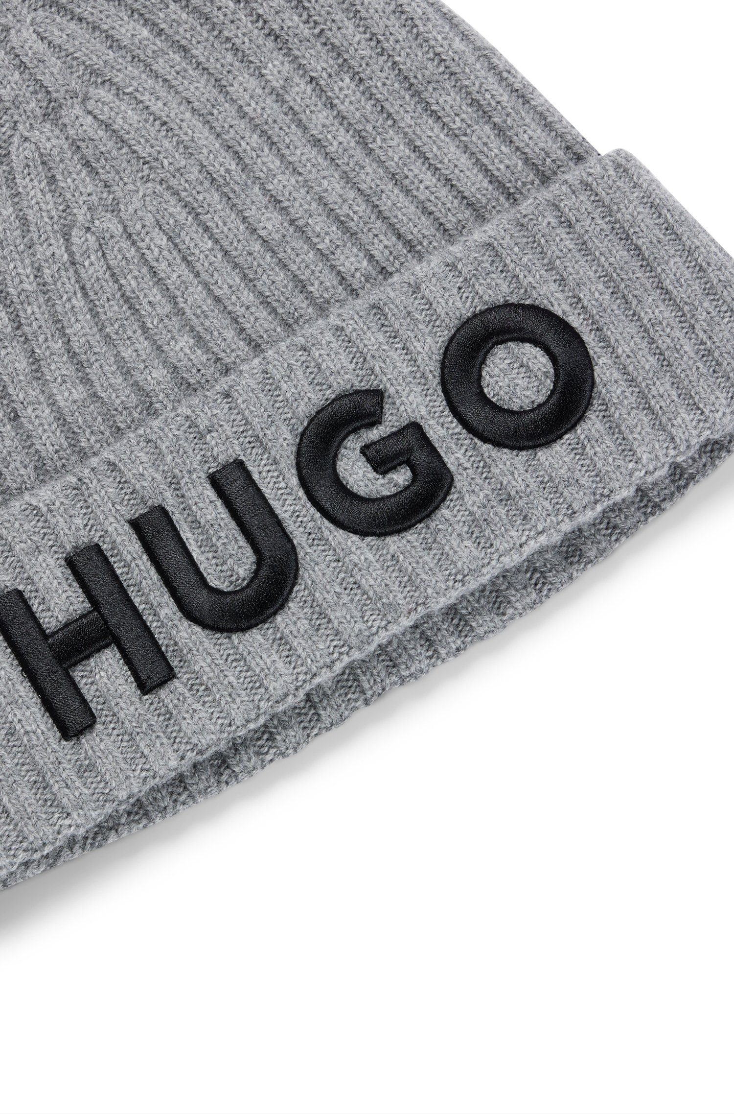 HUGO Beanie Unisex-X565-6 mit (047) Logo Grau HUGO großem