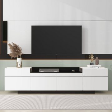 HAUSS SPLOE TV-Schrank 170x35x42cm mit 3 Türen und einzigartigem Stauraum, Weiß & Schwarz