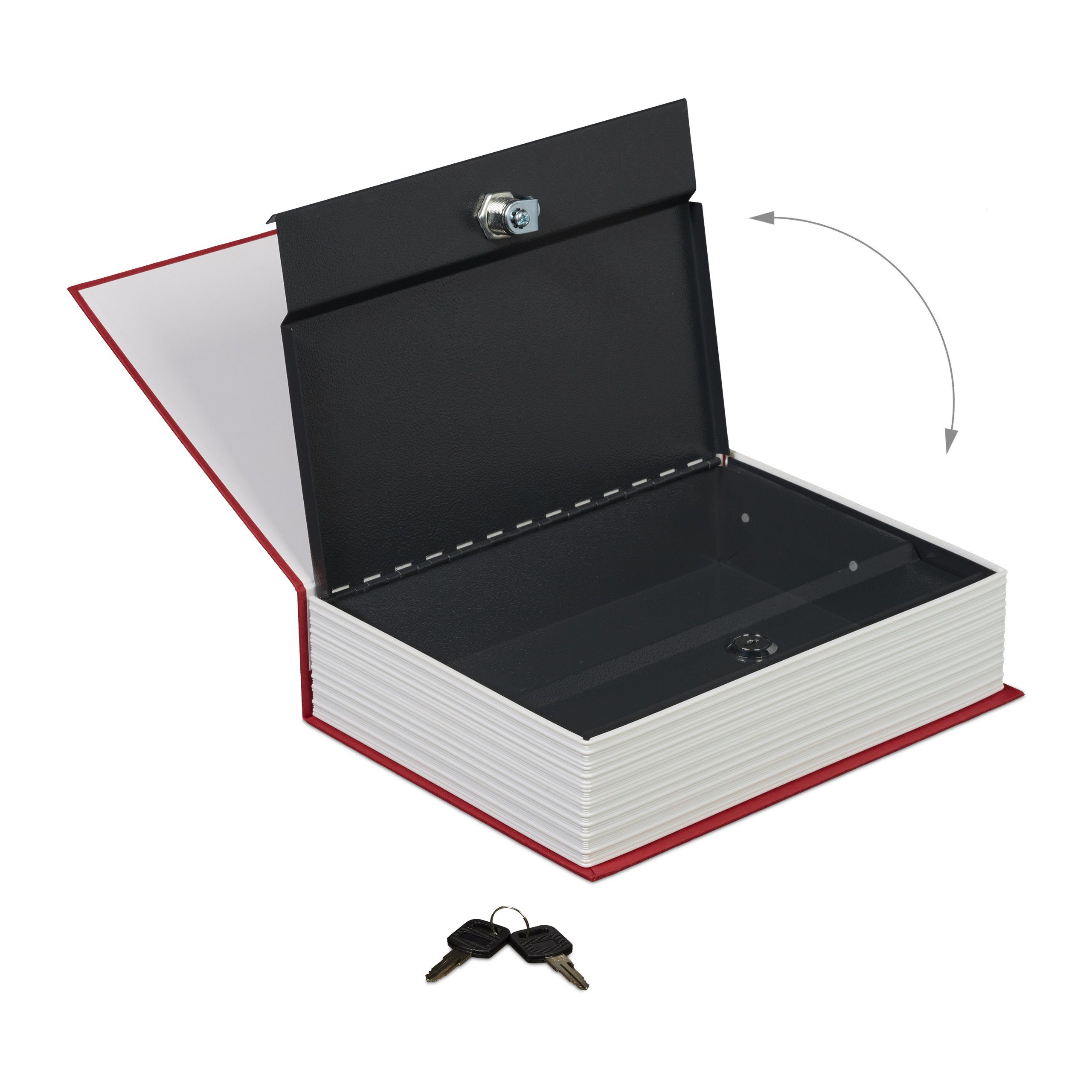 relaxdays Buchtresor groß verschließbar, rot