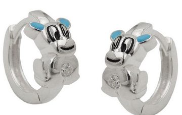 unbespielt Paar Creolen Ohrringe Hund hellblau mit Zirkonia 925 Silber 12 x 2 mm Schmuckbox, Silberschmuck für Damen