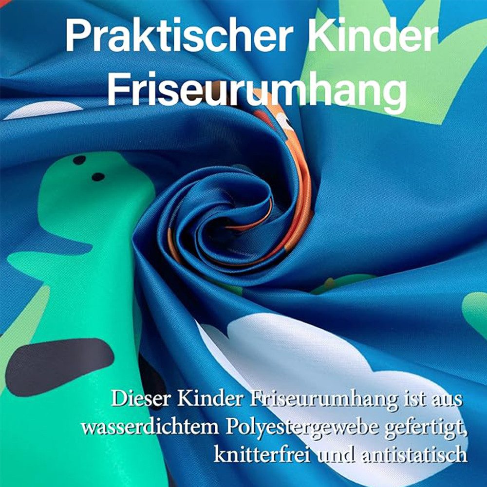 TUWENA Umhängeschürze Kinder Friseurumhang, Haarschnitt Friseurumhänge mit Klettverschluss, Zeichentrickfilm, antistatisch, waschmaschinenfest, für Kinder – Bild 5 von 5