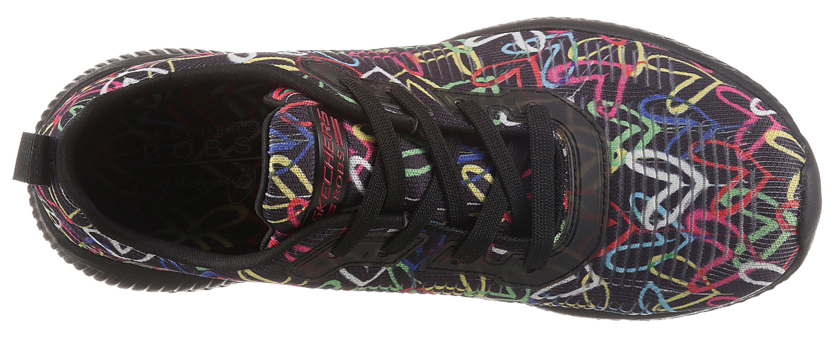 schwarz-multi SQUAD Allover-Herzchenprint mit Sneaker Skechers BOBS