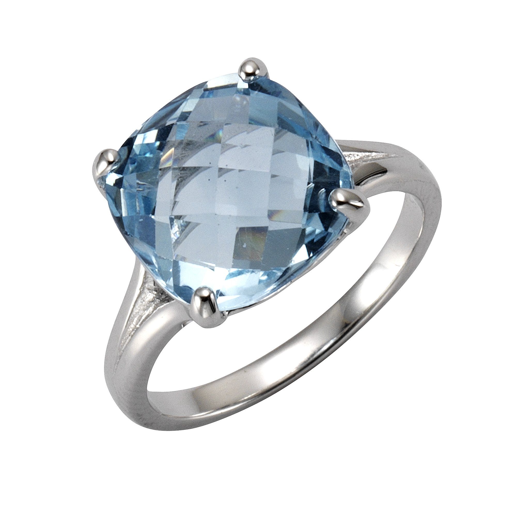 Oberfläche Hochglanzpolierte 925/- Sterling Silber Fingerring rhodiniert Zeeme Blautopas,