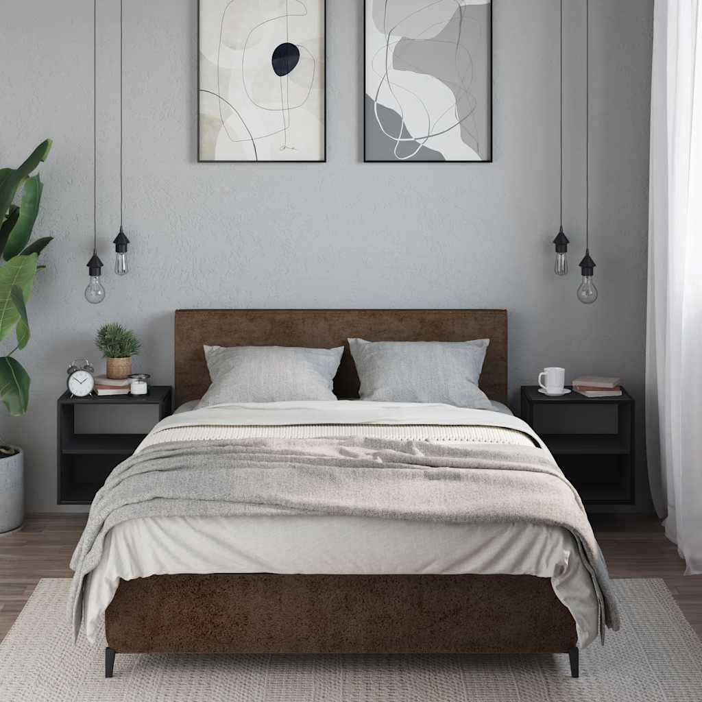 vidaXL Nachttisch Wand-Nachttische 2 Stk. Schwarz günstig online kaufen