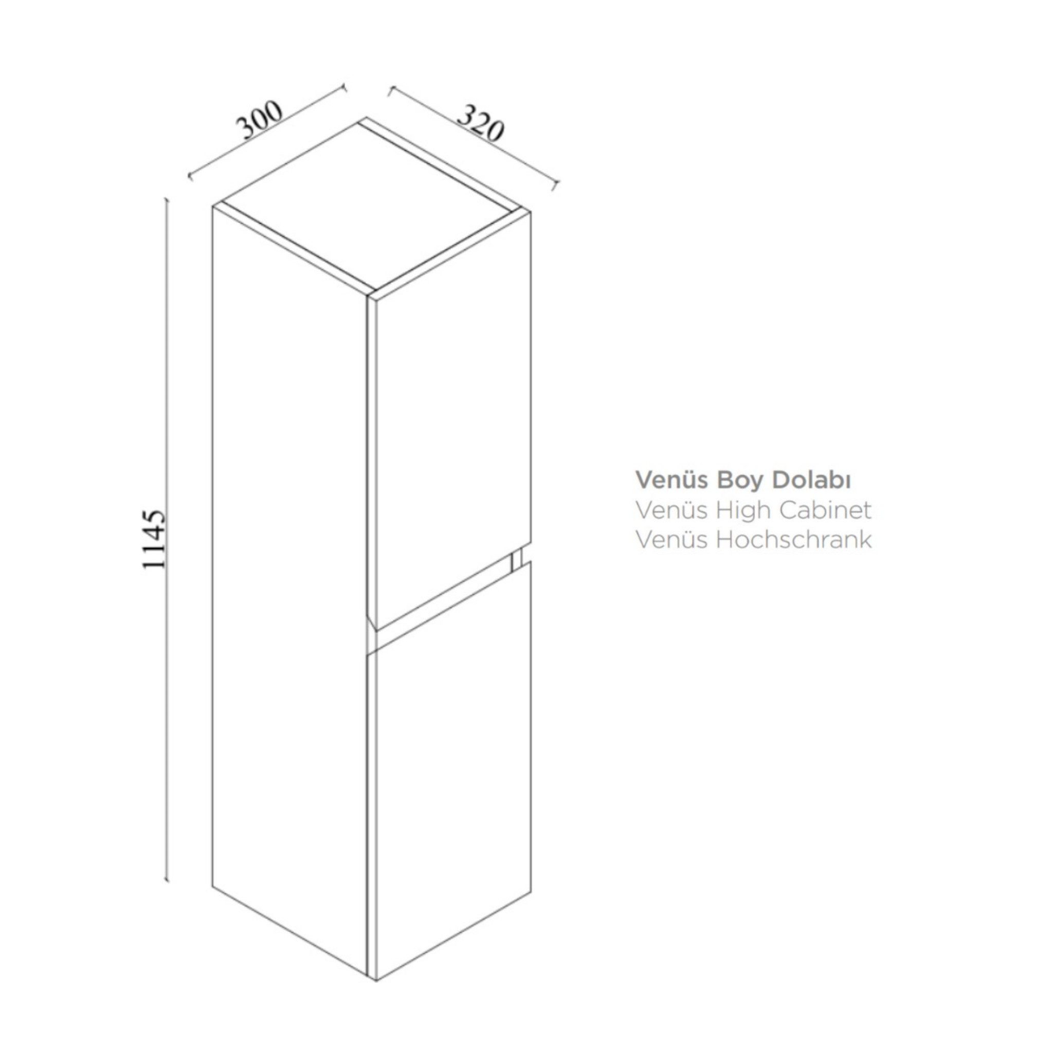 Karen Badmöbel-Set Hochschrank Venus Anthrazit, (Komplett-Set, Standartmäßig 3-Teilig (Unterschrank, Spiegelschrank, Waschbecken), Optionaler Hochschrank, 1-St., Unterschrank mit Türen, Spiegelschrank mit Türen & Regalen), Futuristisches Design, Highgloss-Beschichtung, Softclose, Griffleisten
