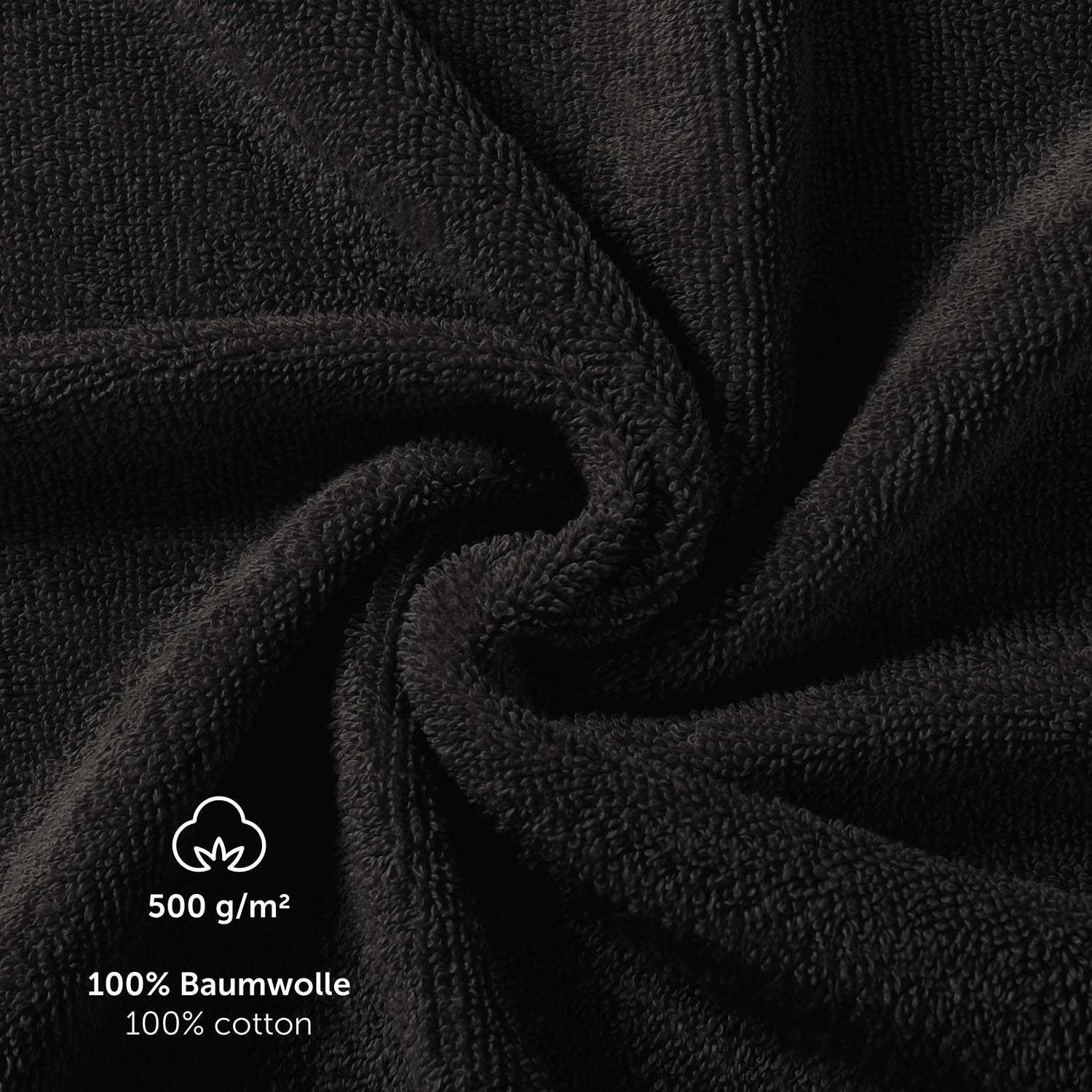 100% mit 50x100cm Frottier Blumtal Premium - Schwarz Handtücher Set und Handtücher weich saugstark, Handtücher Set Baumwolle 2er Frottee (2-St), Aufhängschlaufen,
