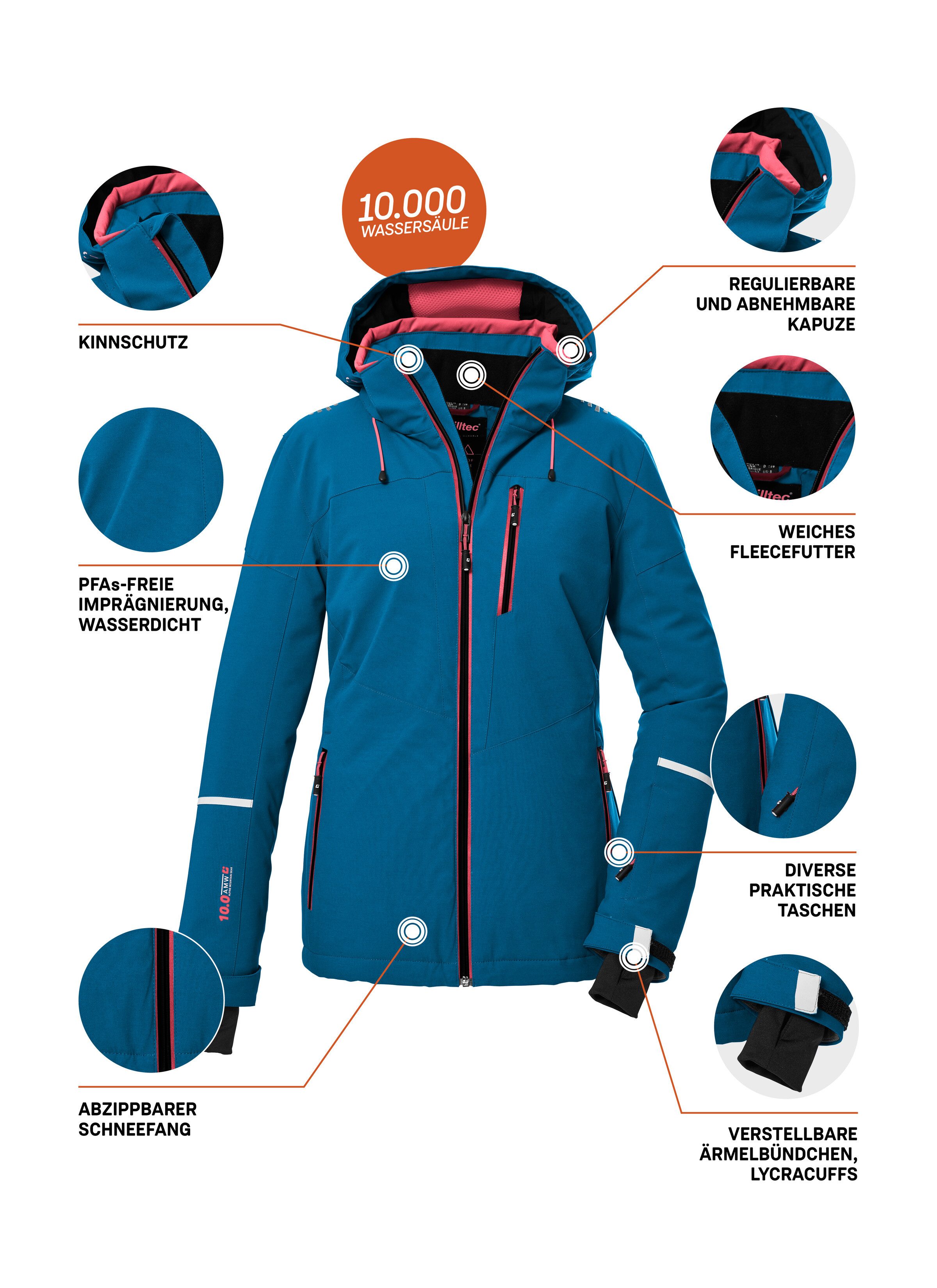 Killtec Skijacke KSW 81 WMN SKI JCKT Wasserdichte, atmungsaktive Winterjacke mit abnehmbarer Kapuze