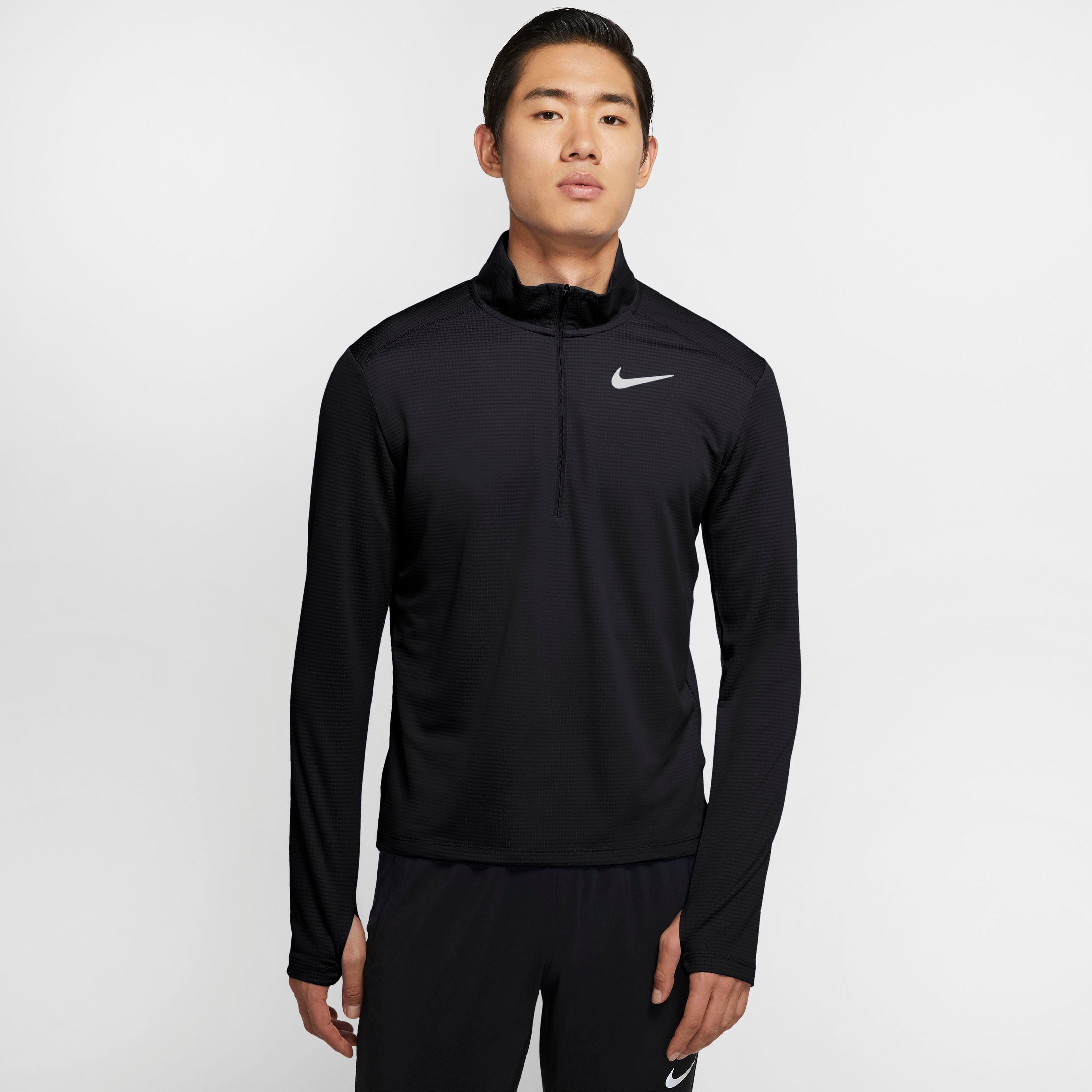 Nike Laufshirt PACER MEN'S 1/-ZIP RUNNING TOP schwarz