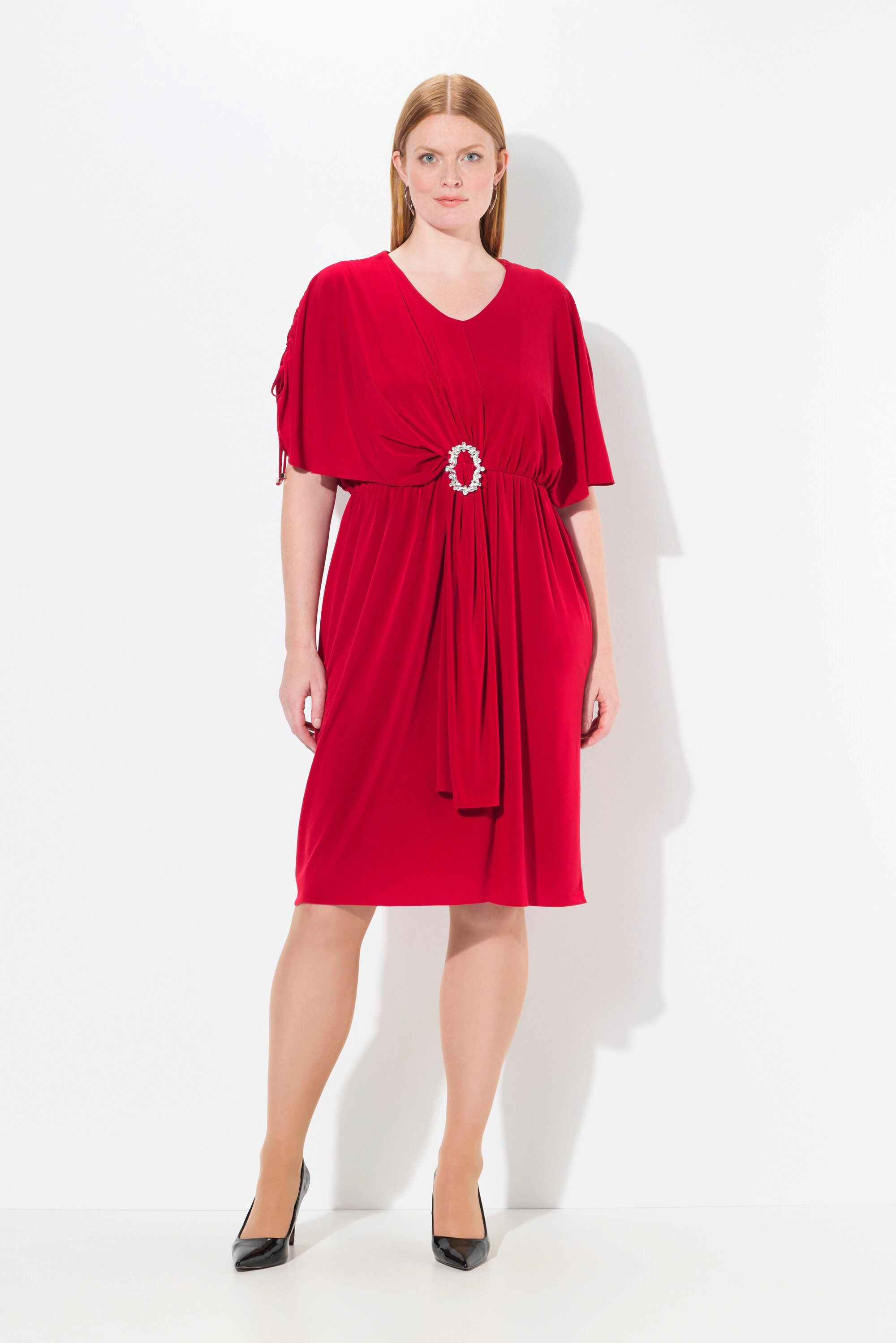Ulla Popken Cocktailkleid Midikleid drapiert Oversized günstig online kaufen